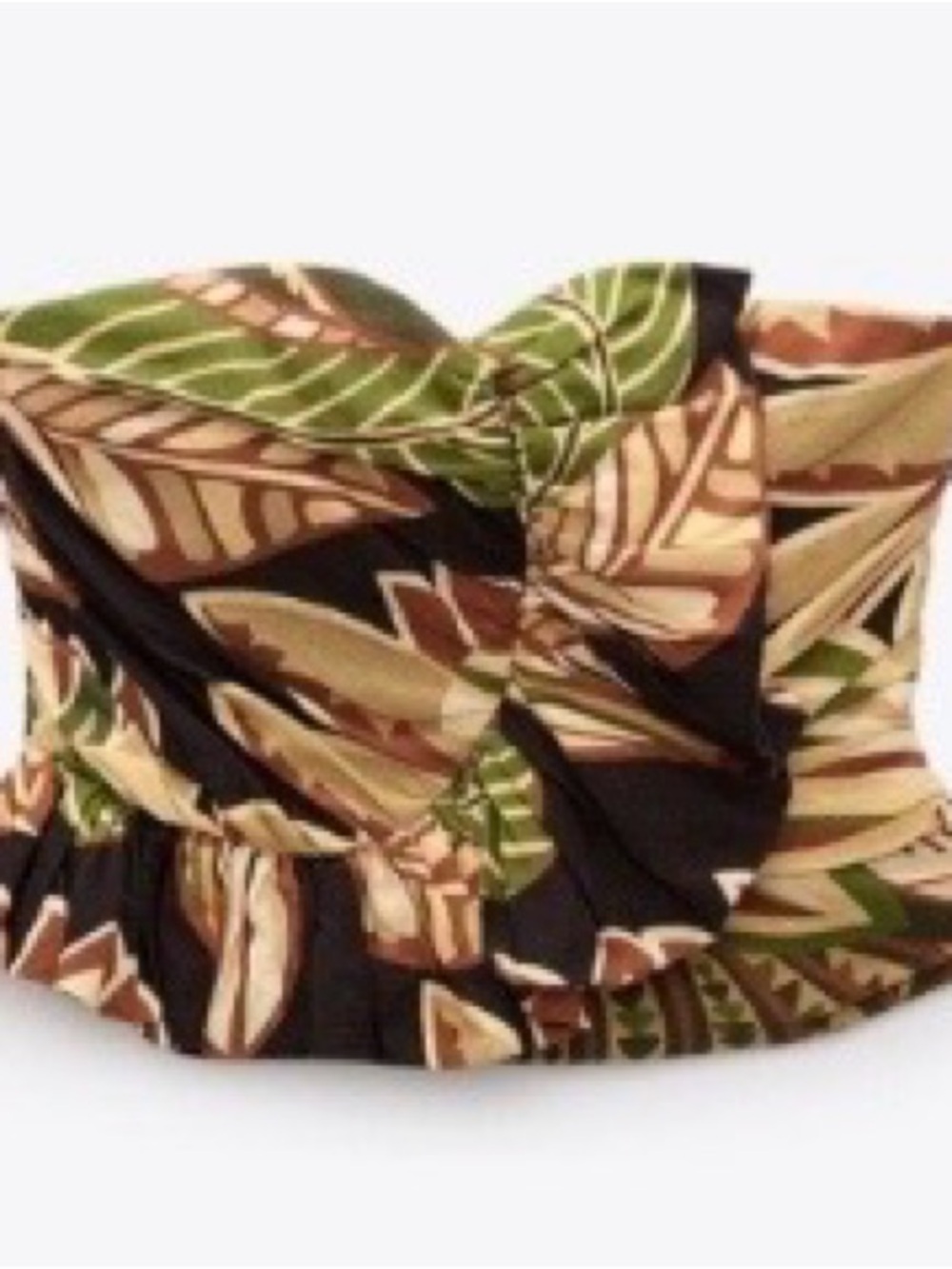 Zara Strapless Tropical Print Tunic in Black, Green, Brown, Cream